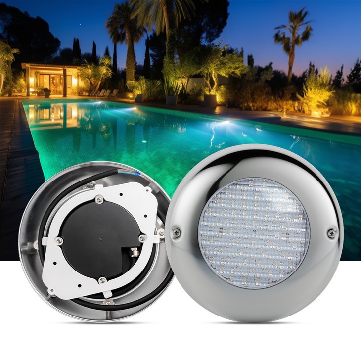 תאורת בריכת שחייה צמודת קיר מנירוסטה לד